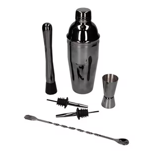 Zestaw Barmański 6 El - Shaker Cobbler 750 Ml Czarny Połysk - Shakery barmańskie - miniaturka - grafika 1