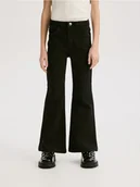 Spodnie i spodenki dla dziewczynek - Reserved - Jeansy flare high waist - czarny - miniaturka - grafika 1