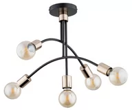 Lampy sufitowe - Alfa Lusco 63139 lampa wisząca zwis 5x60W E27 czarna/złota - miniaturka - grafika 1