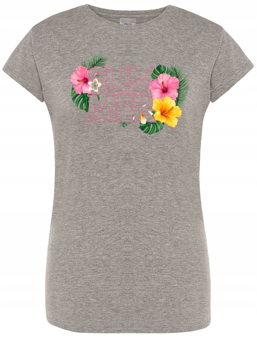 T-Shirt damski nadruk kwiaty SUMMER r.M