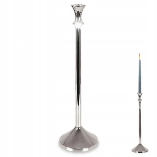 Świecznik Dekoracyjny Ozdobny Aluminiowy Srebrny ORION 40 cm - Świeczniki - miniaturka - grafika 1