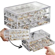 Pudełka i szkatułki - Szkatułka na biżuterię, organizer transparentny - 3 szuflady, 72 przegródki PD159B - miniaturka - grafika 1