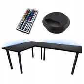 Biurka gamingowe - Biurko Gamingowe Narożne Czarne Przepust Producent - miniaturka - grafika 1