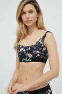 Bielizna sportowa damska - Fila biustonosz sportowy kolor czarny wzorzysty - miniaturka - grafika 1