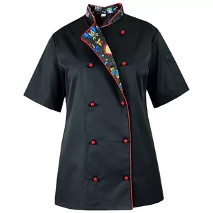 Bluza kucharska damska kitel czarny krótki rękaw MASTER CHEF L - Fartuchy i rękawice kuchenne - miniaturka - grafika 1