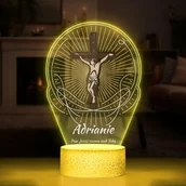 Pamiątka Pierwszej Komunii Świętej - Lampka LED L 3D z nadrukiem na szkle akrylowym dla niego księdza chłopca na chrzest komunię - miniaturka - grafika 1