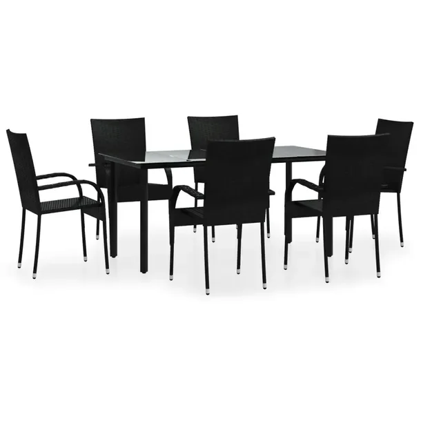 Zestaw mebli ogrodowych czarny, stół 160x80x74 cm, krzesła 55,5x53,5x95