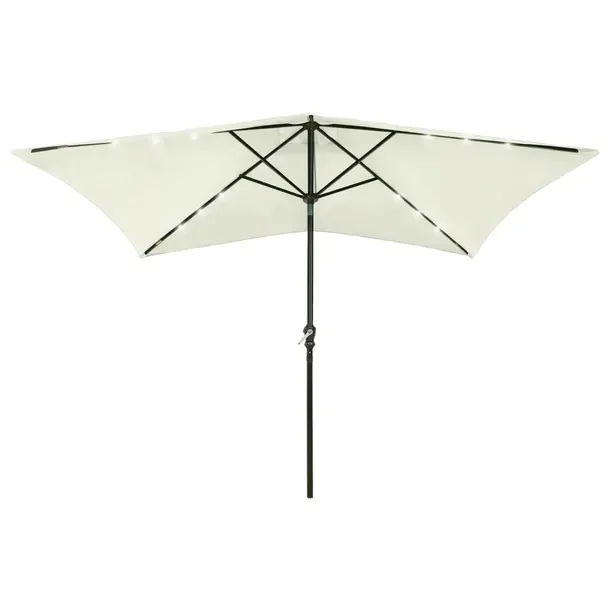 Parasol ogrodowy piaskowy 200 x 300 x 247 cm z lampkami LED