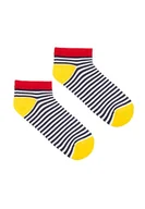 Skarpetki męskie - Niebieskie paski bawełniane skarpetki stopki we wzory Kabak - miniaturka - grafika 1