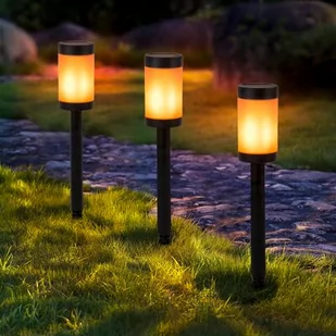 Lampa solarna efekt płomienia 5,9 x 40,5 cm czarna - Lampy ogrodowe - miniaturka - grafika 1
