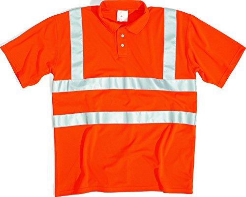 Delta Plus Polo ostrzegawcze z krótkimi rękawami z poliestru kołnierz zapinany na guziki 160 g/m2 pomarańczowy fluo rozmiar M OFFSHORTM OFFSHORTM