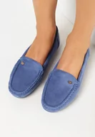 Mokasyny damskie - Niebieskie Mokasyny na Płaskiej Podeszwie ze Skórzaną Wkłądką Tyrion - miniaturka - grafika 1