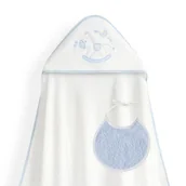 Okrycia kąpielowe dla dzieci - Okrycie kąpielowe 100x100 Caballito biały niebieski ręcznik z kapturkiem + śliniaczek - miniaturka - grafika 1