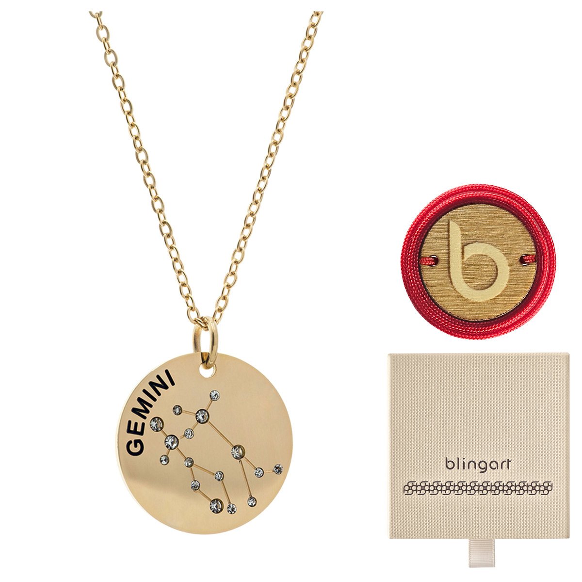 Naszyjnik damski pozłacany znak zodiaku bliźnięta stal BLINGART