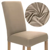 Pokrowce na meble - POKROWIEC NA KRZESŁO BEŻOWY ELASTYCZNY UNIWERSALNY POKROWCE UNIWERSALNE - miniaturka - grafika 1