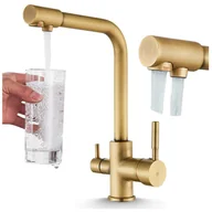 Baterie kuchenne - Bateria Kuchenna Trójdrożna z Obrotową Wylewką Kran Do Kuchni Filtr VENOM - MOSIĄDZ - miniaturka - grafika 1