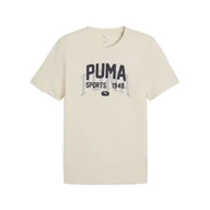 Koszulki sportowe męskie - Męska koszulka z grafiką w uniwersyteckim stylu PUMA Alpine Snow White - miniaturka - grafika 1