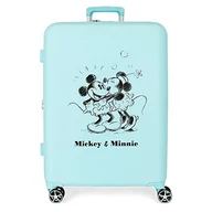 Walizki - Disney Mickey & Minnie Kisses Średniej walizki 48x70x26 cms Twarde mocowanie ABS Wbudowany 88L 3,98 kg 4 Koła Podwójne, niebieski, Talla única, średnia walizka - miniaturka - grafika 1