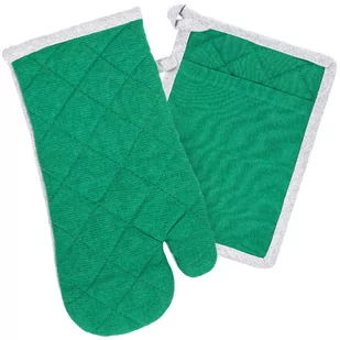 Rękawica kuchenna i podkładka Heda zielony/szary, komplet 2 szt. - Fartuchy i rękawice kuchenne - miniaturka - grafika 1