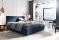 Łóżka - Łóżko tapicerowane pikowane z materacem Katia 160x200 Granatowe Metalowy Stelaż - miniaturka - grafika 1