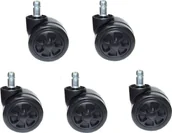 Zawiasy, okucia i inne akcesoria - Zenga kółka do fotela kauczukowe miękkie 5szt. czarne - miniaturka - grafika 1