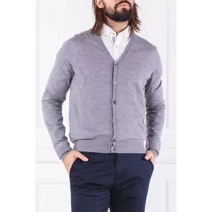 Hackett London Wełniany kardigan FF GG MERINO CARDI | Regular Fit - Swetry męskie - miniaturka - grafika 1
