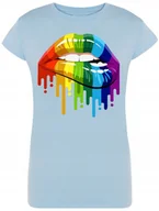 Koszulki i topy damskie - T-Shirt Damski Kolorowe Usta Modny Rozm.XXL - miniaturka - grafika 1