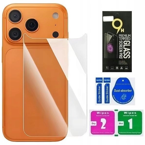 SZKŁO NA TYŁ PLECY DO iPHONE 17 PRO OCHRONA PLECKÓW ZESTAW HARTOWANE