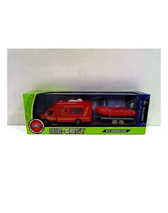 Auto Van Straż z przyczepą i pontonem 17x13cm 889-300B HIPO - Samochody i pojazdy dla dzieci - miniaturka - grafika 1