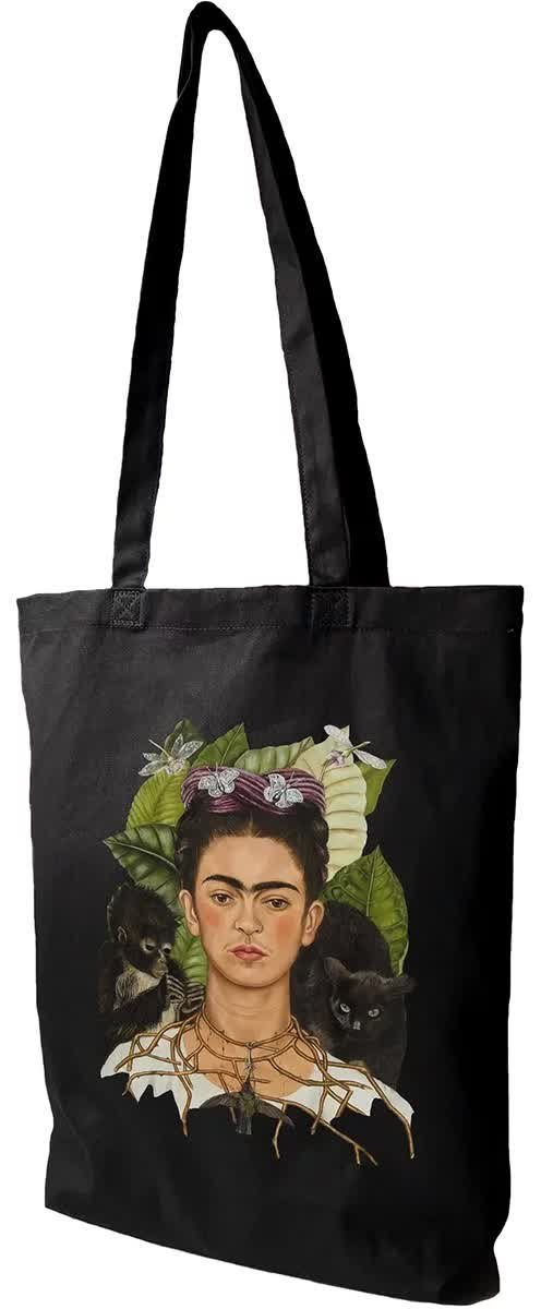 Torba bawełniana Autoportret z cierniowym naszyjnikiem i kolibrem Frida Kahlo