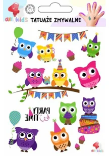 Tatuaże zmywalne dla dzieci Kolorowe sówki - Pedagogika i dydaktyka - miniaturka - grafika 1