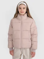 Kurtki i płaszcze dla dziewczynek - 4F Kurtka puchowa z wypełnieniem syntetycznym dziewczęca - brązowa 122 (6-7 lat) - miniaturka - grafika 1