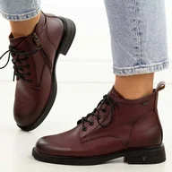 Botki damskie - Bordowe skórzane botki damskie Vinceza 39953 - miniaturka - grafika 1