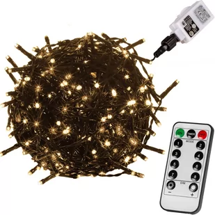 VOLTRONIC Świąteczne oświetlenie LED 5 m - ciepłe białe 50 LED + pilot - zielony przewód - Oświetlenie świąteczne - miniaturka - grafika 1