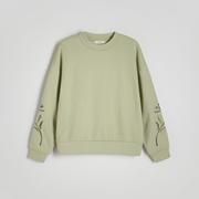 Bluzy damskie - Reserved - Bluza z haftem - Zielony - miniaturka - grafika 1
