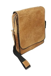 Skórzana Torba Na Ramię Pionowa GRETOS (PL) Listonoszka Z Klapką SUROWA SKÓRA KARMELOWY 37 x 30 x 7 [cm] - Torby męskie - miniaturka - grafika 1