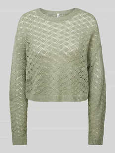 Sweter z dzianiny o kroju regular fit z ażurowym wzorem model ‘MIAMI’ - Swetry damskie - miniaturka - grafika 1