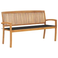 Ławki ogrodowe - VidaXL Sztaplowana ławka ogrodowa z poduszką, 159 cm, drewno tekowe 3063306 VidaXL - miniaturka - grafika 1