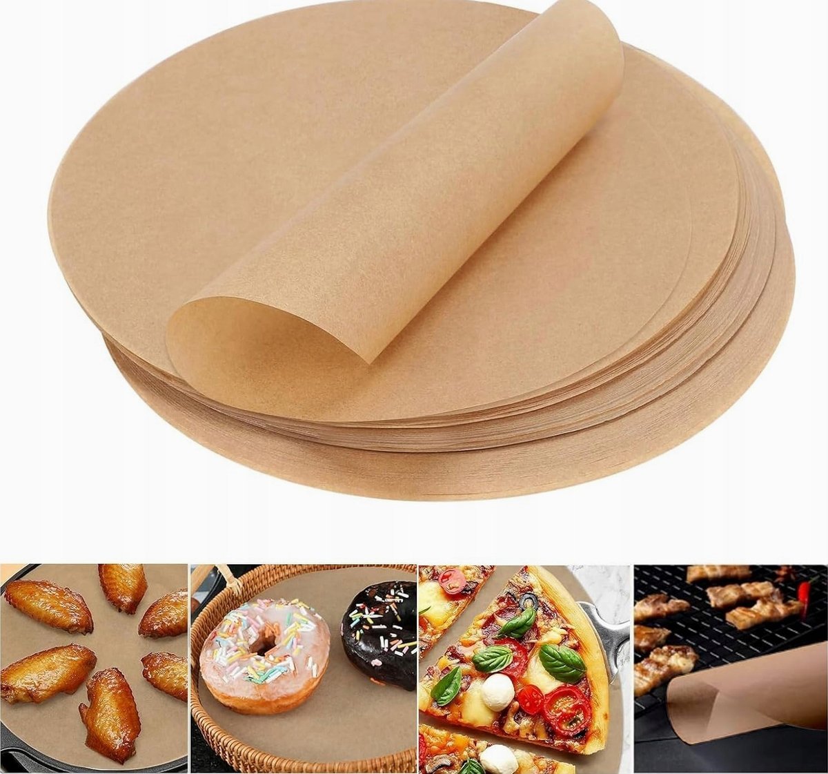 PAPIER DO PIECZENIA 100 ARKUSZY 30 CM OKRĄGŁY NIEPRZYWIERAJĄCY ODPORNY