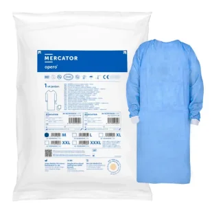 Fartuch sterylny L z mankietem, wiązany na troki (włóknina SMS 35g) 50szt - Odzież medyczna - miniaturka - grafika 1