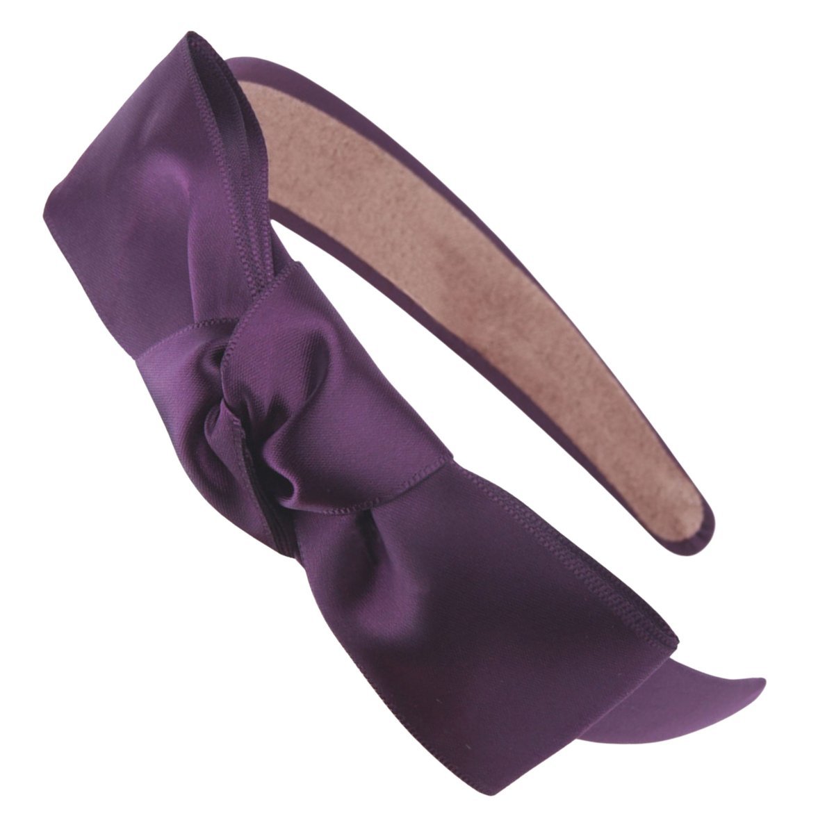 Opaska do Włosów Fioletowa Szeroka na Głowę Satynowa Kokarda Lekka Wygodna