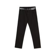 Spodnie sportowe męskie - Cropp - Czarne spodnie regular z paskiem - Czarny - miniaturka - grafika 1