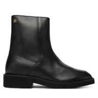 Botki damskie - Botki Tommy Hilfiger Th Square Toe Leather Bootie FW0FW09046 Czarny - miniaturka - grafika 1