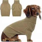 Ubranka dla psów - Sweterek dla psa ubranko ciepłe z golfem na zimę kolor brązowy rozmiar L - miniaturka - grafika 1