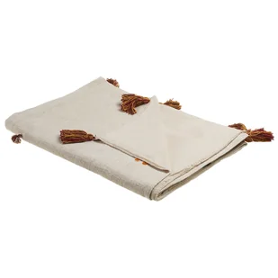 Koc Bawełniany W Lamy 130 X 180 Cm Beżowo-pomarańczowy Khandwa - Koce - miniaturka - grafika 1