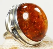 Pierścionki - 106-55 Pierścionek Srebro z Bursztynem - rozm.18 - miniaturka - grafika 1