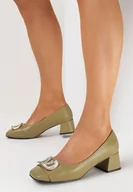 Czółenka - Zielone Czółenka na Słupku z Klamrą Ozdobioną Cyrkoniami Otarre - miniaturka - grafika 1