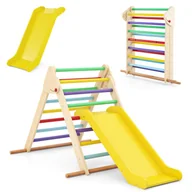 Place zabaw - Trójkąt wspinaczkowy Montessori dla dzieci ze zjeżdżalnią, składana drewniana drabinka wspinaczkowa, nośność 50 kg, dla dzieci powyżej 1 roku życia - miniaturka - grafika 1