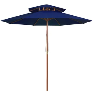 Niebieski parasol ogrodowy z drewnianym słupkiem E8-T83 - Parasole ogrodowe - miniaturka - grafika 1