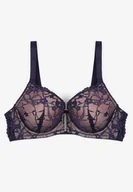 Biustonosze - Granatowo-Różowy Koronkowy Biustonosz Ozdobiony Cyrkoniami Katirena - miniaturka - grafika 1